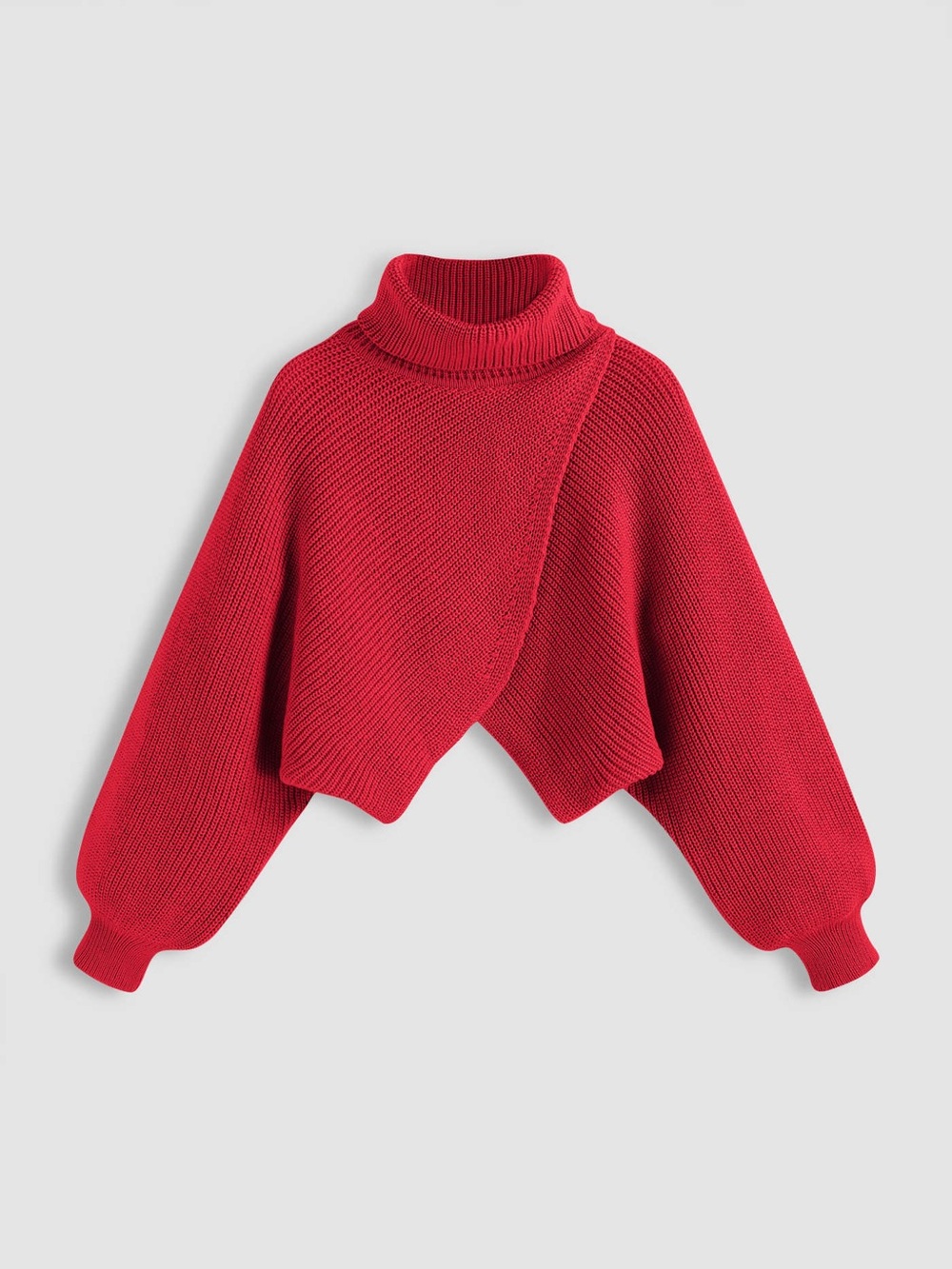 Cider Red Cropped Turtleneck Knit Sweater
